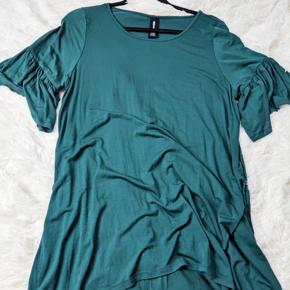 Agnes & Dora Ruffle Sleeve Tunic Spruce Green